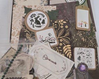 Mystery Enchanted Forest Junk Journal kit, junk journal embellishments, Enchanted Forest junk journal kit, Enchanted Forest Ephemera