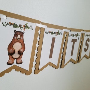 Woodland banner, woodland party decorations, woodland baby shower, woodland bear, woodland deer, woodland racoon, woodland rabbit