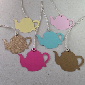 Teapot favor tags,  tea party decorations, tea birthday party, tea cup, teapot decorations