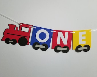 Train birthday, Train ONE banner, Train highchair banner, train birthday party, train party decorations, transportation banner, train party