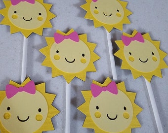 Sun cupcake toppers, sunshine cupcake topprs, sunshine party, you are my sunshine