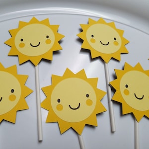 Sun cupcake toppers, sunshine cupcake topprs, sunshine party, you are my sunshine