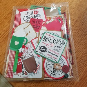 Hot cocoa junk journal kit, 50 plus items, Hot chocolate mystery kit, Christmas scrapbook supplies, Christmas ephemera, cocoa bar kit