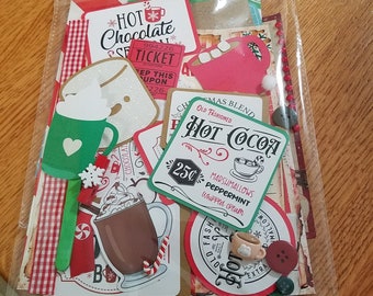 Hot Cocoa Junk Journal Kit, Christmas Scrapbook Ephemera