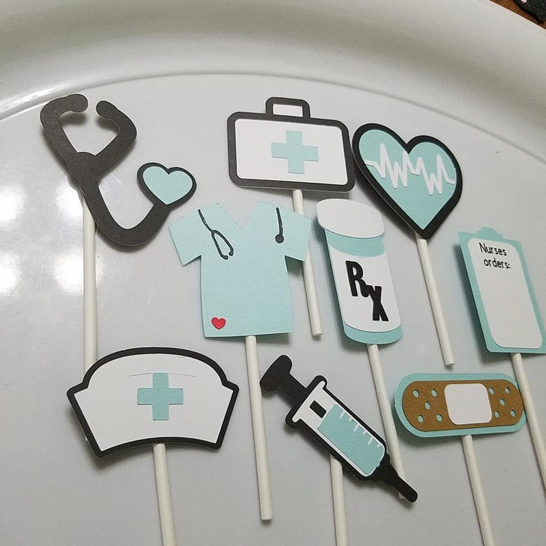 Nurse Cupcake Toppers Nurse Decorations Nurse Graduation Etsy