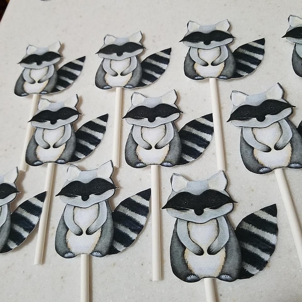 Raccoon cupcake toppers