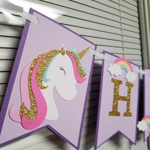 Unicorn banner, Unicorn birthday banner, Unicorn decorations, Unicorn party, Unicorn image 3