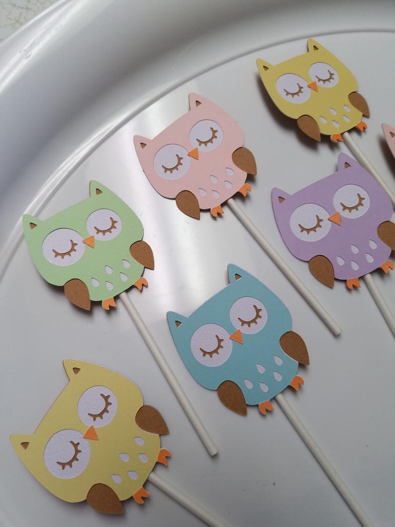 Owl Cupcake Toppers Owl Baby Shower Owl Birthday Owl Party Etsy