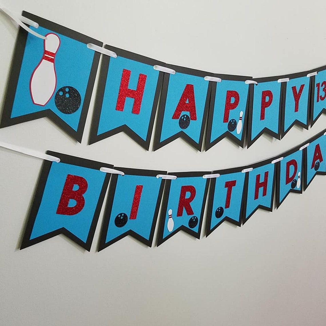Bowling Birthday Banner Bowling Party Bowling Ball Party Etsy