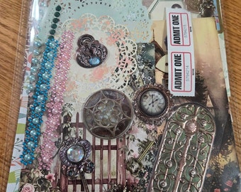 The Secret Cottage junk journal kit, 50 plus items, cottage garden mystery kit, cottage ephemera, garden junk journal, flower junk journal