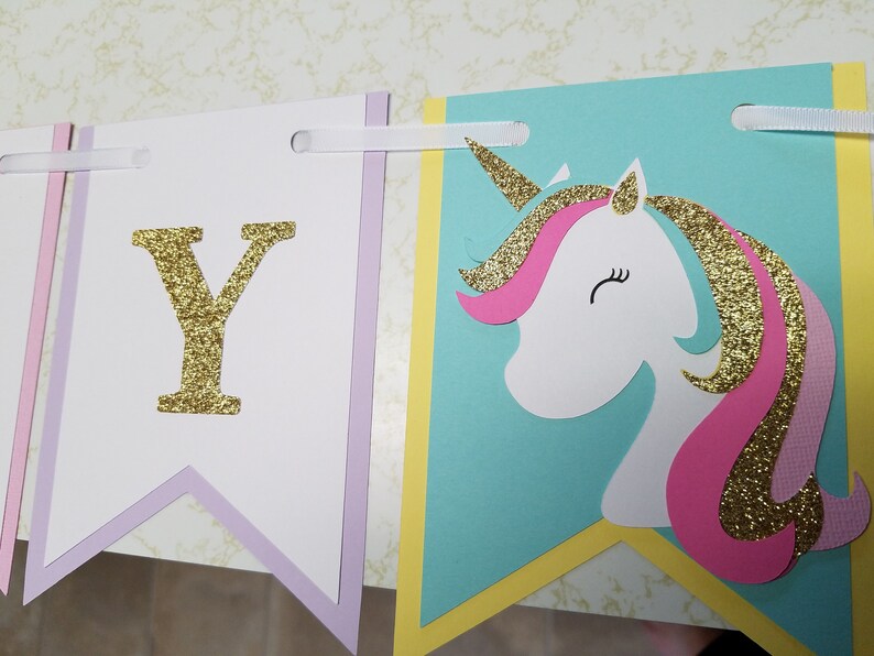 Unicorn Banner/ Unicorn Happy Birthday Banner/ Unicorn party decorations, Unicorn birthday sign, Unicorn Birthday image 1