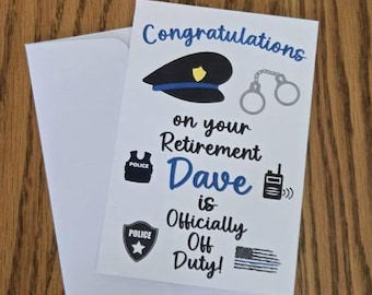Retirement card for Cop, police officer, law enforcement retirement, Personalized retirement card