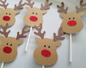 Reindeer cupcake toppers,  reindeer cupcake toppers, Reindeer party, Reindeer birthday