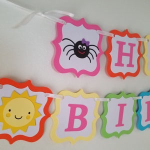 Itsy Bitsy Spider birthday banner, Itsy Bitsy Spider centerpiece, Itsy Bitsy Spider birthday, Itsy Bitsy spider baby shower