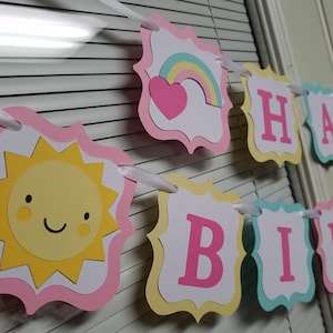 Rainbow banner, Rainbow birthday, Rainbow party, sunshine banner, sunshine party, rainbow decorations,