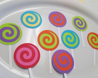 Candy decorations, candy cutouts, candy die cuts, candy party, candy, candy decorations, candy birthday party, 1 dozen candy pieces