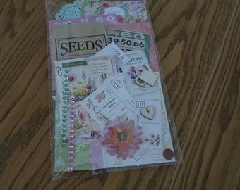 The Garden series junk journal kit, 100 items,  garden mystery kit, cottage ephemera, garden junk journal, flower junk journal