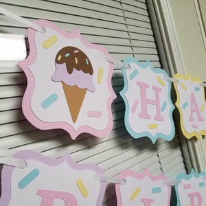 Ice cream birthday banner, Ice cream decorations,  Ice cream banner, Ice cream party, Ice cream sprinkle party