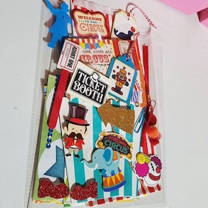 Circus Mystery Junk Journal kit,  5 ready to ship, Mystery Junk journal kit, junk journal embellishments, circus junk journal kit