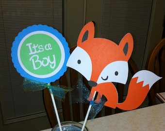 Fox Its a boy centerpiece, fox baby shower, fox centerpiece, It's a boy centerpiece, its a boy decoration, woodland baby shower