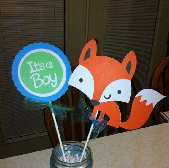 Fox Its A Boy Centerpiece Fox Baby Shower Fox Centerpiece Etsy