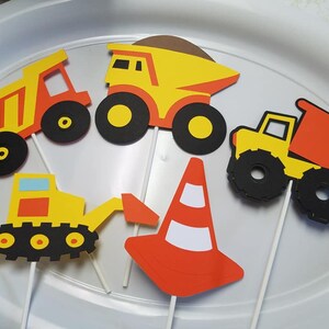 Construction birthday decorations, construction centerpiece sticks, dump truck, bulldozer, transportation party, construction party