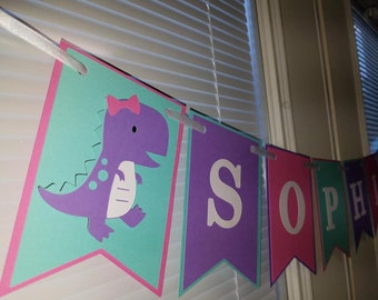 Dinosaur banner, Dinosaur princess banner, girl dinosaur banner, princess dinosaur party, , girly dinosaur, pastel dinosaurs, dinosaur