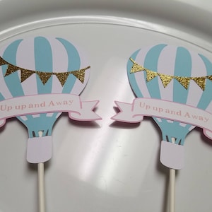 Hot air balloon centerpiece sticks, Hot air balloon baby shower,  Hot air balloon decorations, hot air balloon party
