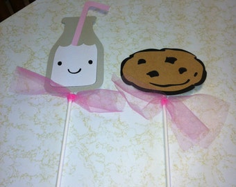 Milk and cookie centerpiece sticks