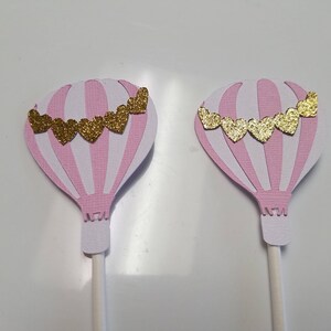 Hot air balloon centerpiece sticks, Hot air balloon baby shower,  Hot air balloon decorations, hot air balloon party