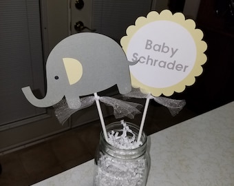 Elephant centerpiece sticks, Neutral baby shower, elephant baby shower, elephant centerpiece
