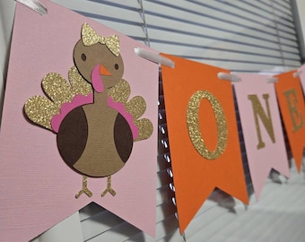 Turkey banner, little turkey banner, thanksgiving 1st birthday, Thanksgiving banner, Turkey birthday banner, 1st birthday banner, turkey
