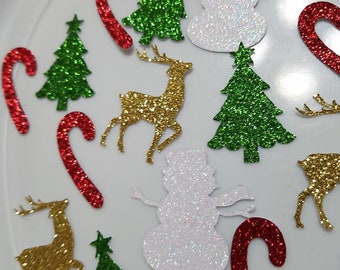 Christmas confetti, deer confetti, tree confetti, holiday confetti, table scatter, glitter confetti, candy confetti