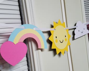 Rainbow banner, rainbow party, sunshine banner, sunshine party, rainbow birthday, rainbow garland