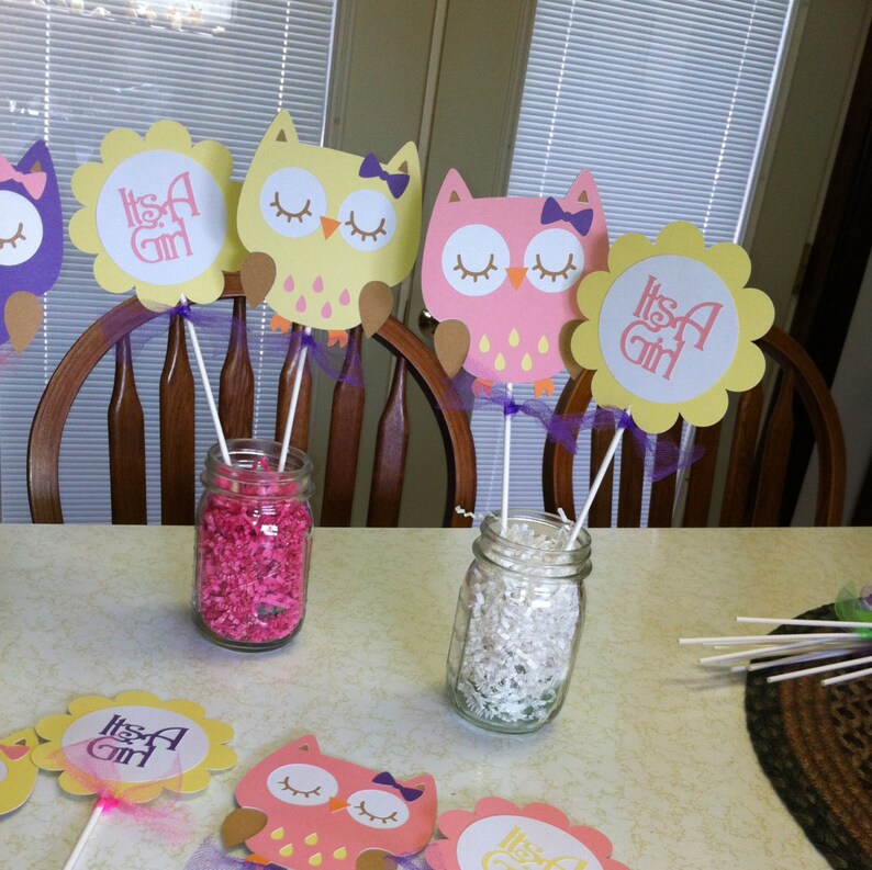 Owl Baby Shower centerpiece sticks Etsy