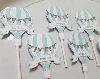Hot air balloon cupcake toppers,  Hot air balloon baby shower,  Hot air balloon decorations, hot air balloon party, hot air balloon birthday