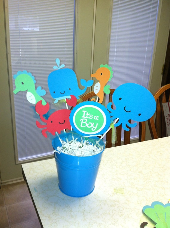 Under The Sea Its A Boy Centerpiece Under The Sea Baby Etsy