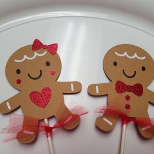 Gingerbread men centerpiece sticks, gingerbread men, gingerbread party, gingerbread decorations, christmas cupcake toppers