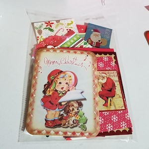 Christmas junk journal kit, 60 plus items, Christmas mystery kit, Christmas scrapbook supplies, Christmas ephemera, Santa journal kit,