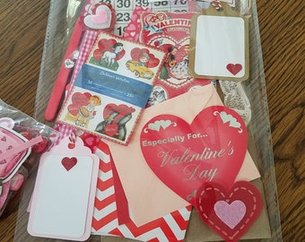 Love Journal kit, Mystery Junk journal kit, junk journal embellishments, Valentine junk journal kit