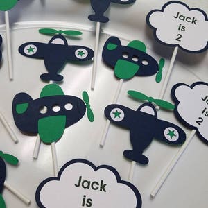 Airplane cupcake toppers, airplane birthday party, airplane centerpiece,