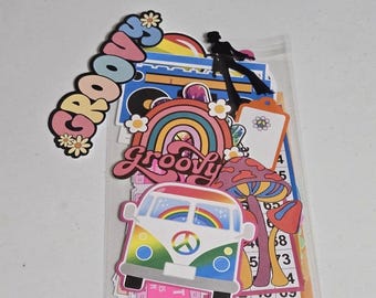 Ephemera, Groovy Ephemera, 70’s Junk Journal Ephemera, Junk Journal Ephemera, Scrapbooking Die Cuts