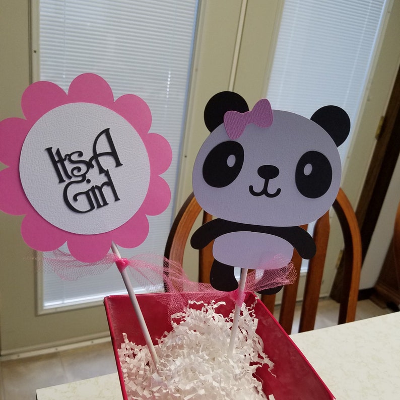 Panda Its a girl centerpiece, panda bear baby shower, panda bear centerpiece, It's a girl centerpiece, its a boy decoration, image 1