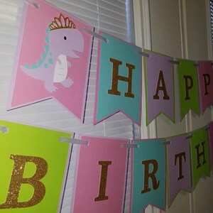 Dinosaur Banner, Dinosaur Princhess Banner, Girl Dinosaur Banner ...