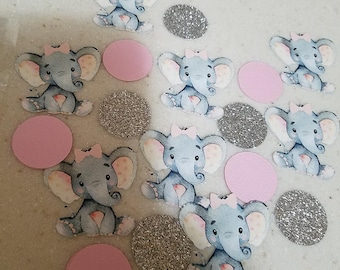 Elephant confetti, Elephant, elephant baby shower, elephant it's a girl, elephant decorations, girl elephant decorations, elephant party