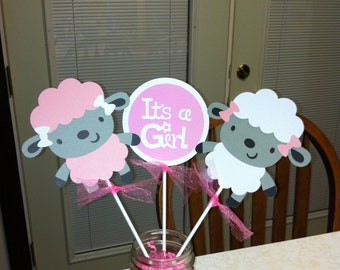 Lamb Its a girl centerpiece, lamb baby shower,lamb centerpiece, Its a girl centerpiece, its a girl decorations