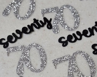 70th birthday, 70th birthday confetti, glitter number confetti, age confetti