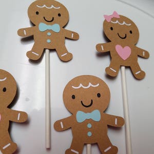 Gingerbread cupcake toppers. Gingerbread man cupcake toppers, gingerbread party, gingerbread decorations, gender reveal party