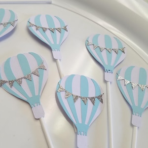 Hot air balloon cupcake toppers,  Hot air balloon baby shower,  Hot air balloon decorations, hot air balloon party, hot air balloon birthday