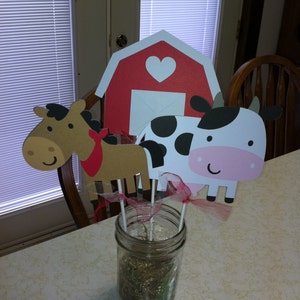 Farm animal centerpiece sticks